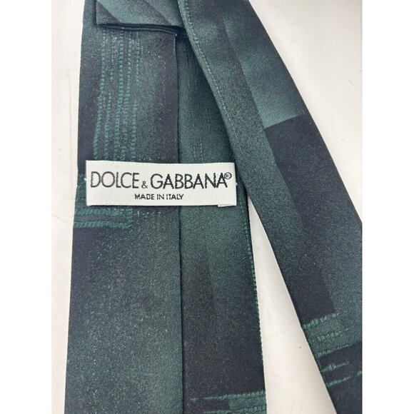 LOT OF 2 Dolce & Gabbana Made in Italy Men's Silk Ties Green Abstract & Stripes - Picture 8 of 8